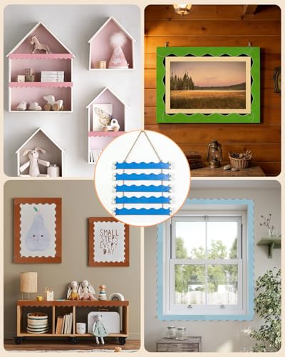 20 Pack Unfinished Scalloped Decorative Wood Trim, Wood Scalloped Edge Trims, Cute DIY Moulding Trim for Home Wall, Cabinet Doors, Window Sills, Shelves（15.7 x 1.57 Inch）