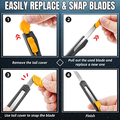 24 Pack Box Cutter Retractable, 9mm Razor Knife, Utility Knife - color: 24-orange