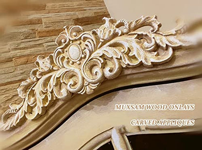 4Pcs Wood Carved Appliques Long Wooden Carving Onlays Furniture Decals - color: 4-pack, size: 15.75 x 4.33 inches