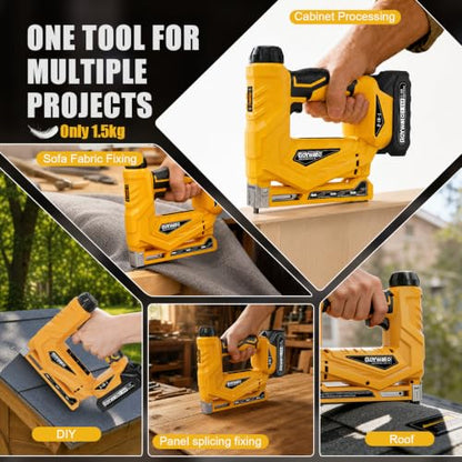 3-In-1 Small 21V Cordless Staple Gun, 18 GA Electric Brad Nailer - color: Yellow
