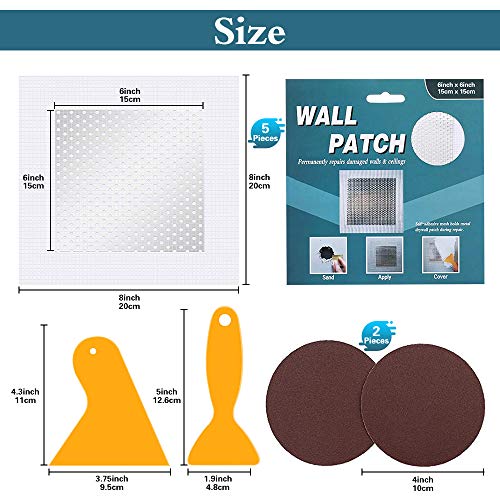 Drywall Repair Kit, 6 pcs, Aluminum Wall Repair Patch Kit - size: 6" x 6" - 5 Pcs
