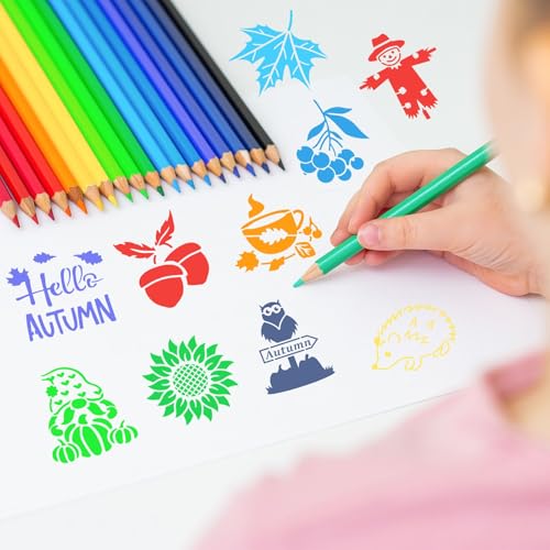 JULMELON 20Pcs Fall Stencils for Painting on Wood Cute Autumn Crafts Kids - style: Fall