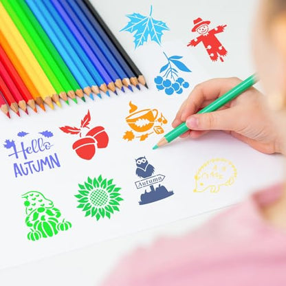 JULMELON 20Pcs Fall Stencils for Painting on Wood Cute Autumn Crafts Kids - style: Fall
