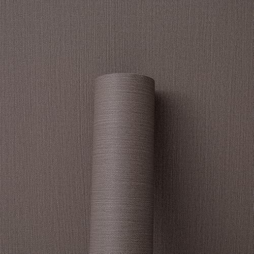 Haimin Fabric Wallpaper 24" x 393" Peel and Stick Textured Contact Paper - color: Brown