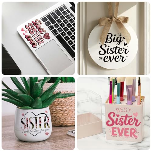 Peacoblue Sister Quotes Rub On Transfers for Craft, Transfer Sticker - style: Best Sisters with Flowers
