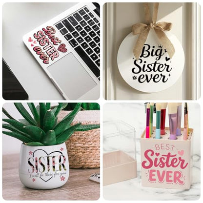 Peacoblue Sister Quotes Rub On Transfers for Craft, Transfer Sticker - style: Best Sisters with Flowers