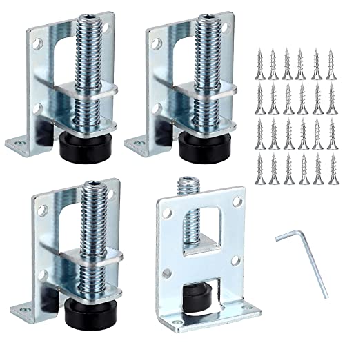 OwnMy 4PCS Heavy Duty Adjustable Furniture Leveling Feets L Shaped Levelers - size: 2.2"H-Silver