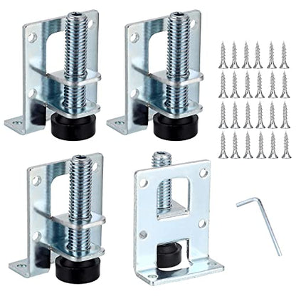 OwnMy 4PCS Heavy Duty Adjustable Furniture Leveling Feets L Shaped Levelers - size: 2.2"H-Silver