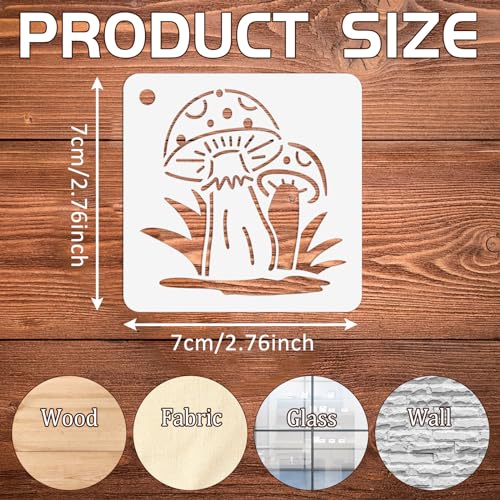 Augshy 56Pack Mushroom Stencils for Painting Moon Flowers Wall Decor 3 Inch - style: Mushroom