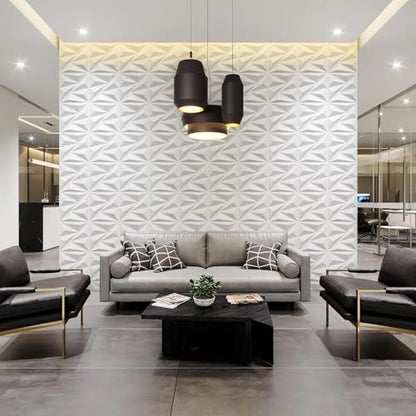 STICKGOO 3D Wall Panels Diamond, White, 12''x12'', 33 Pack - color: White