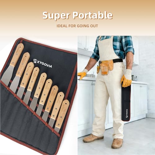 9-Piece Professional Caulking Spatula Set with Wooden Handle - color: 9PCS
