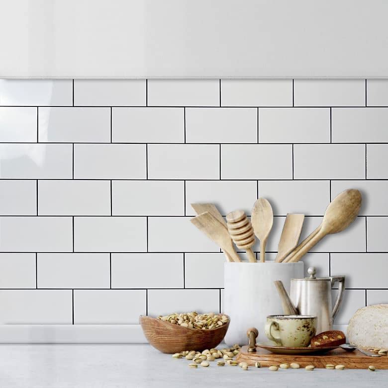 AULIGET 100-Piece Polished White Thick PVC Peel and Stick Backsplash, 3" x 6" Waterproof Subway Tile Peel and Stick Wall Tiles for Kitchen & Bathroom - color: Polished White Tile Look