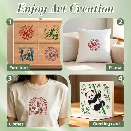 Panda Animal Stencils for Crafts Reusable 20Pcs Stencils(5.9X5.9 Inch) - color: Panda