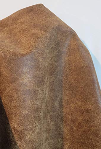 Acorn Vintage Distressed Soft Faux Leather Fabric Sheet PU (Peta Approved Vegan) Leather Sold by the Yard Synthetic Pleather 0.9 mm Nappa Soft Smooth Upholstery (Acorn, BY THE Yard) - color: Acorn, size: BY THE YARD