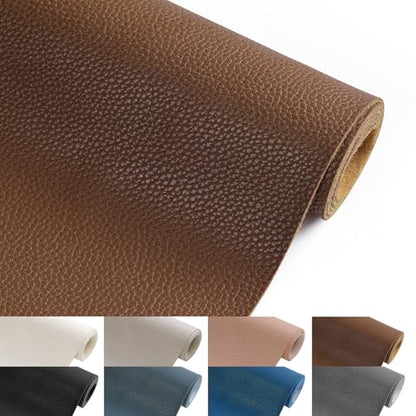 Faux Leather Fabric 55" W 1.15MM Thick Marine Vinyl Fabric 5 Yards 55"x180" - color: Brown, size: Pre-Cut 5 Yards