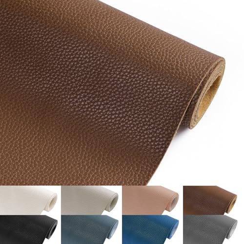 Faux Leather Fabric 55" W 1.15MM Thick Marine Vinyl Fabric 3 Yards 55"x108" - color: Brown, size: Pre-Cut 3 Yards