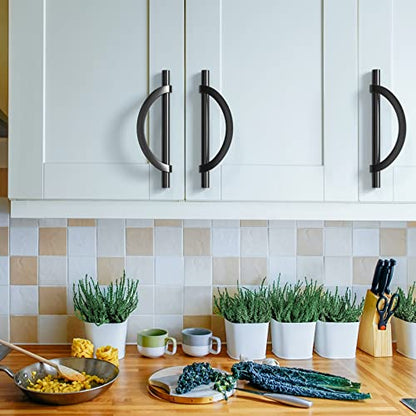 Amerdeco 10 Pack Matte Black Cabinet Pulls 5 Inch(128MM) Hole Centers Kitchen Cabinet Handles Hardware Kitchen Handles for Cabinets Cupboard Handles Drawer Pulls - color: Matte Black, size: 5"/128MM Hole Center, style: 10 Pack