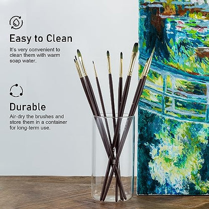 Falling in Art 9 PCS Long Handle Filbert Brushes Set - style: Filbert