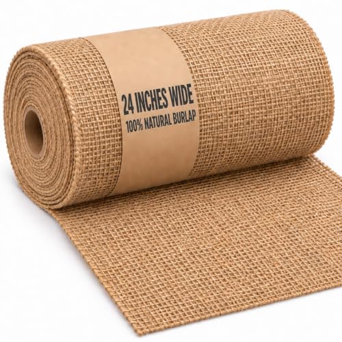 Sedona Designz 24" Wide Burlap Roll – 100% Natural Jute Fabric – 9 oz Upholstery-Grade – Odor-Free, Biodegradable & Durable – Ideal for Crafts, Décor, Upholstery & Gardening - 50 Yards - size: 50 Yards