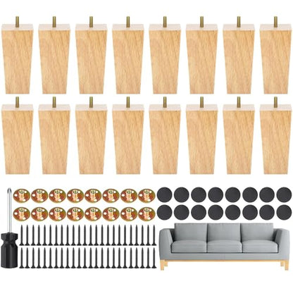 TURSTIN 16 PCS 6 Inch Wood Furniture Legs, Couch Legs Replacement, Wood - color: Wood, size: 6 Inch