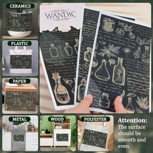 WANDIC 3 Sheets Rub On Transfer Stickers, Retro Herbs Pattern Waterproof Decals Furniture Craft Embellishments for DIY Scrapbooking Photo Albums,15 * 30cm - color: Herbs
