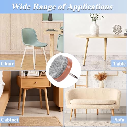 30pcs 22mm Felt Furniture Pads, Nail-on Heavy Duty Table Felt Pad - color: Brown, size: Φ 22 mm