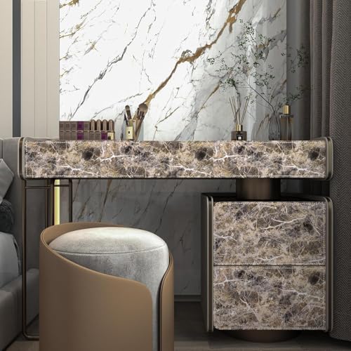 Wide Marble Granite Peel and Stick Wallpaper Contact Paper for Countertops - color: Brwon, size: 31.5" x 354"
