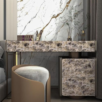 Wide Marble Granite Peel and Stick Wallpaper Contact Paper for Countertops - color: Brwon, size: 31.5" x 354"