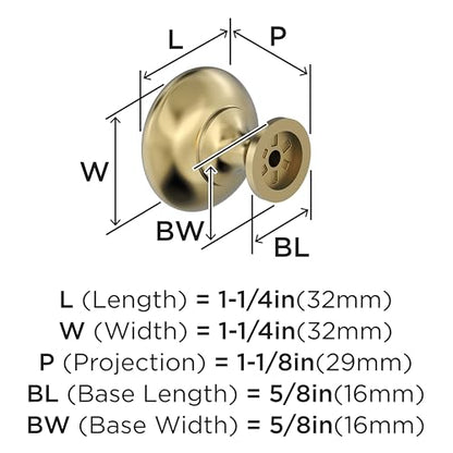 Amerock 1-1/4" Round Edona Polished Brass Cabinet Knob - color: Polished Brass, size: 1-1/4 Inch (32 mm) Diameter