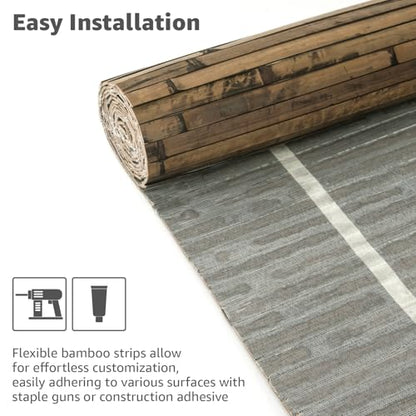 Art3d 48 x 96 in Pole Wrap Natural Bamboo Wall Panel, 1-Pack, Dark Burned - color: Dark Burned, size: 1-48 inches x 96 inches