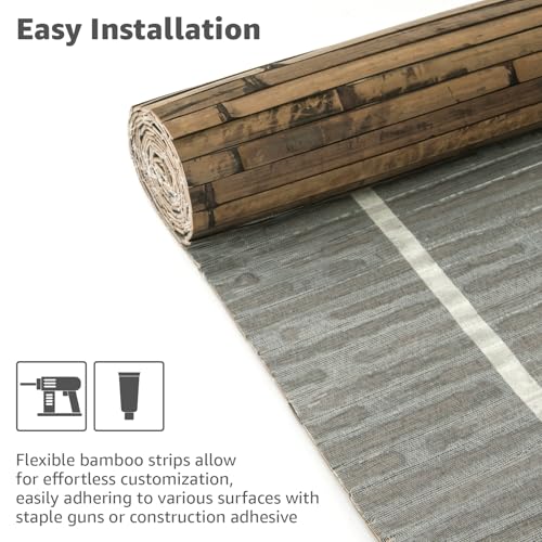 Art3d 48 x 96 in Pole Wrap Natural Bamboo Wall Panel, 2-Pack, Dark Burned - color: Dark Burned, size: 2-48 inches x 96 inches