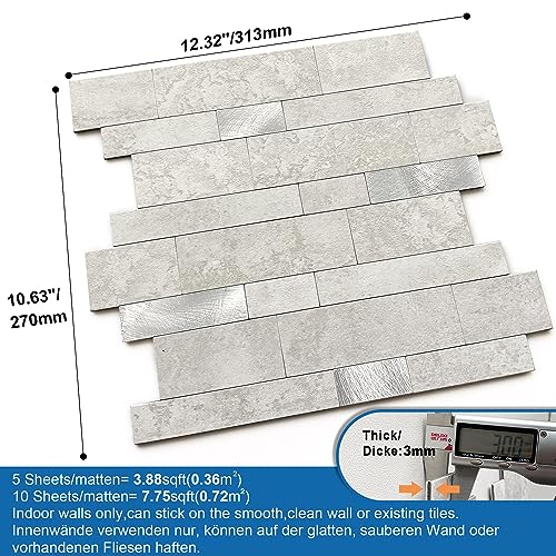 Stone Peel Stick Backsplash Tiles Kitchen Wall Cement Grey 5pcs - color: Cement Grey, size: 5sheets