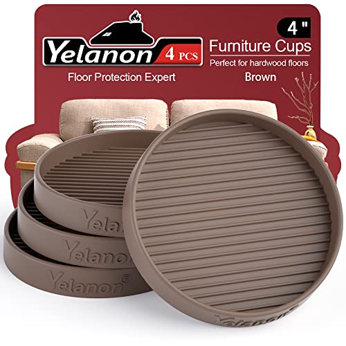 Non Slip Furniture Pads for Hardwood Floors -Yelanon 4 Pcs 4” Coasters Cups - color: 4pcs4"round Brown