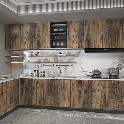 3yecao 16"×591" Large Size Thick Brown/Grey Wood Wallpaper Peel and Stick - color: Brown, size: 16" x 591"