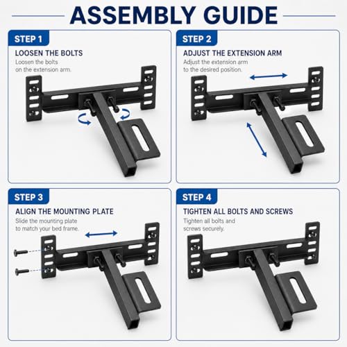 Adjustable Headboard Brackets for Metal Bed Frame w/ Dual Bilateral Plates