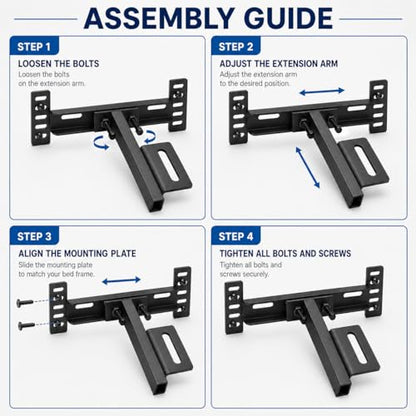 Adjustable Headboard Brackets for Metal Bed Frame w/ Dual Bilateral Plates