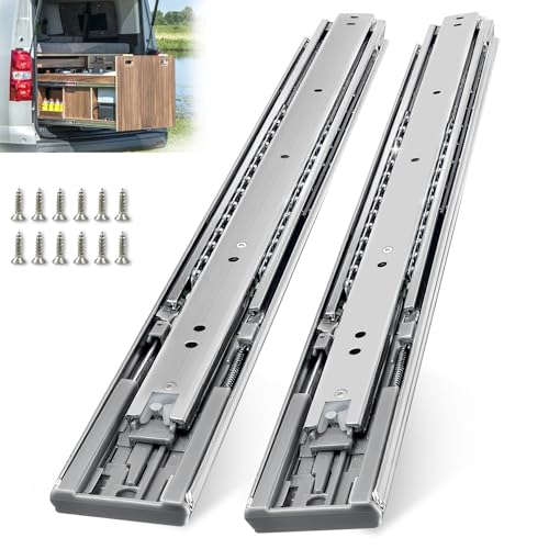 Thickened 200Lbs Soft Close Heavy Duty Drawer Slides 1 Pair 24 Inch Full Extension Ball Bearing Self Slow Closing Rails Kitchen Cabinet Tool Box Runners Tracks Glides (1/2" Thick, 24" L) - size: 24inch, style: W:51mm(Soft Close)
