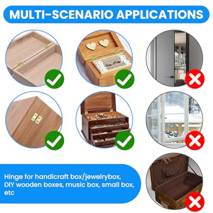 SDTC Tech 24-Pack Gold Mini Hinges 13x12mm 180 Degree Rotation - color: gold tone