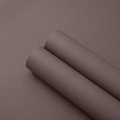24"x393" Brown Fabric Peel and Stick Linen Textured Wallpaper - color: Dark Brown