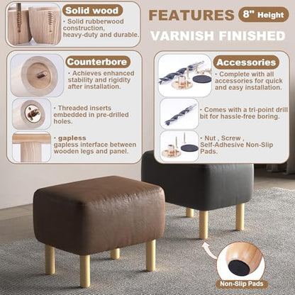 8 Inch Tall Heavy Duty Natural Wooden Furniture Legs Set of 4 - Cylindrical Solid Wood Legs for Sofa, Couch & High Tables - Varnished Replacement Feet - color: Varnished, size: 8 Inch
