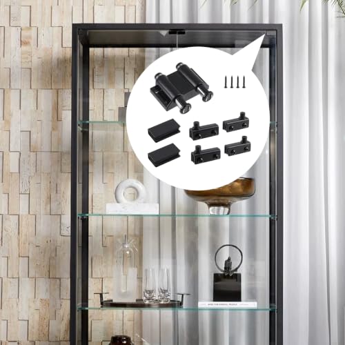 Glass Door Pivot Hinge Glass Door Magnetic Catch with Clamp Set - color: Black
