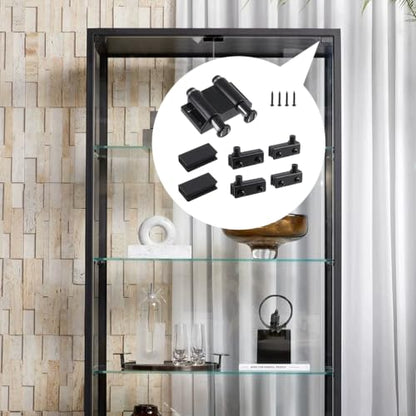 Glass Door Pivot Hinge Glass Door Magnetic Catch with Clamp Set - color: Black