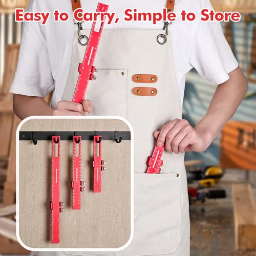 3PCS Woodworking Ruler Set, Precision Measuring Tool for Layout