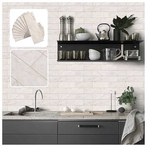 Tilingview 30 PCS Peel and Stick Backsplash Tile for Kitchen/Bathroom/Living Room, 3"x 9" Self-Adhesive Subway Tile for Backsplash, Matte Glazed/Handmade Tiles (Beige Yellow) - color: Beige Yellow