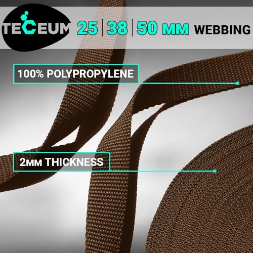 TECEUM Webbing Strap, 3/4" to 2", 10-50 Yds, Multi-Color Heavy Duty Tape - color: Brown, size: 2"- 10 yards