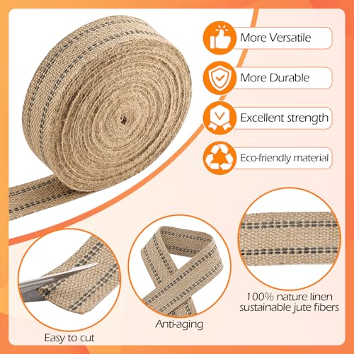 YaeCCC Jute Webbing,Upholstery Webbing for Chair,2" x10Yd Upholstery Strap - color: black, size: 2" x 10 Yd