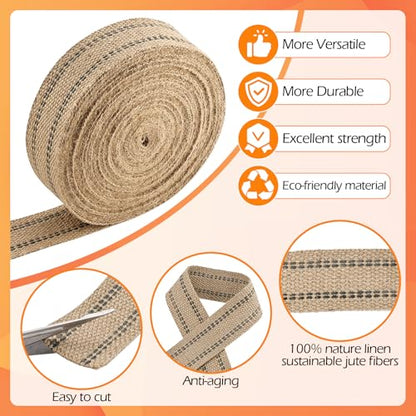 YaeCCC Jute Webbing,Upholstery Webbing for Chair,2" x10Yd Upholstery Strap - color: black, size: 2" x 10 Yd