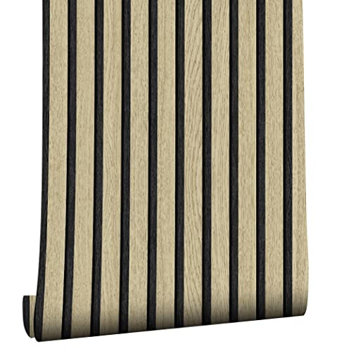 myforHD Wallpaper Peel and Stick Wood Grating Stripe Self-Adhesive Wallpaper Faux Wood Contact Paper Wood Slats Self Adhesive Wall Paper PVC Vinyl Film Removable Waterproof (Wood B, 17.3" x 236") - color: Wood B, size: 17.3" x 236.2"
