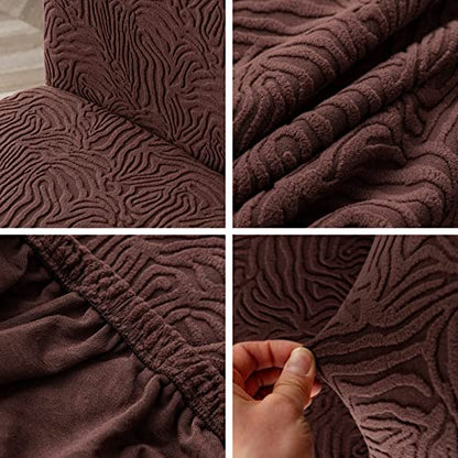 Dining Chair Covers Set of 6, Stretch Parsons Chair Slipcovers - color: Chocolate, size: 6 Pack