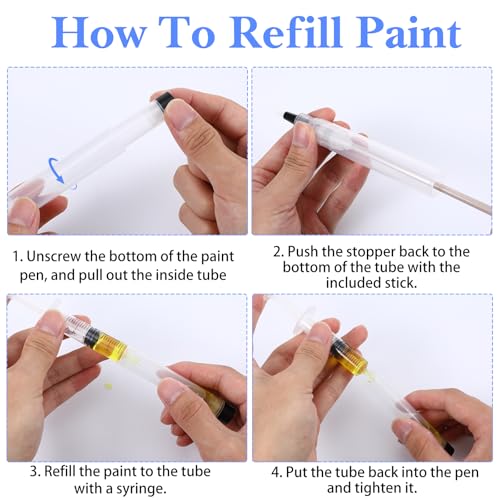 10 Pcs Refillable Paint Touch Up Pen Set Empty Refillable Paint Brush Reusable Wall Touchup Pen Multi-Surface Repair Tool Brushes for Home Furniture Wood Cabinets Windows DIY Crafts Projects Supplies